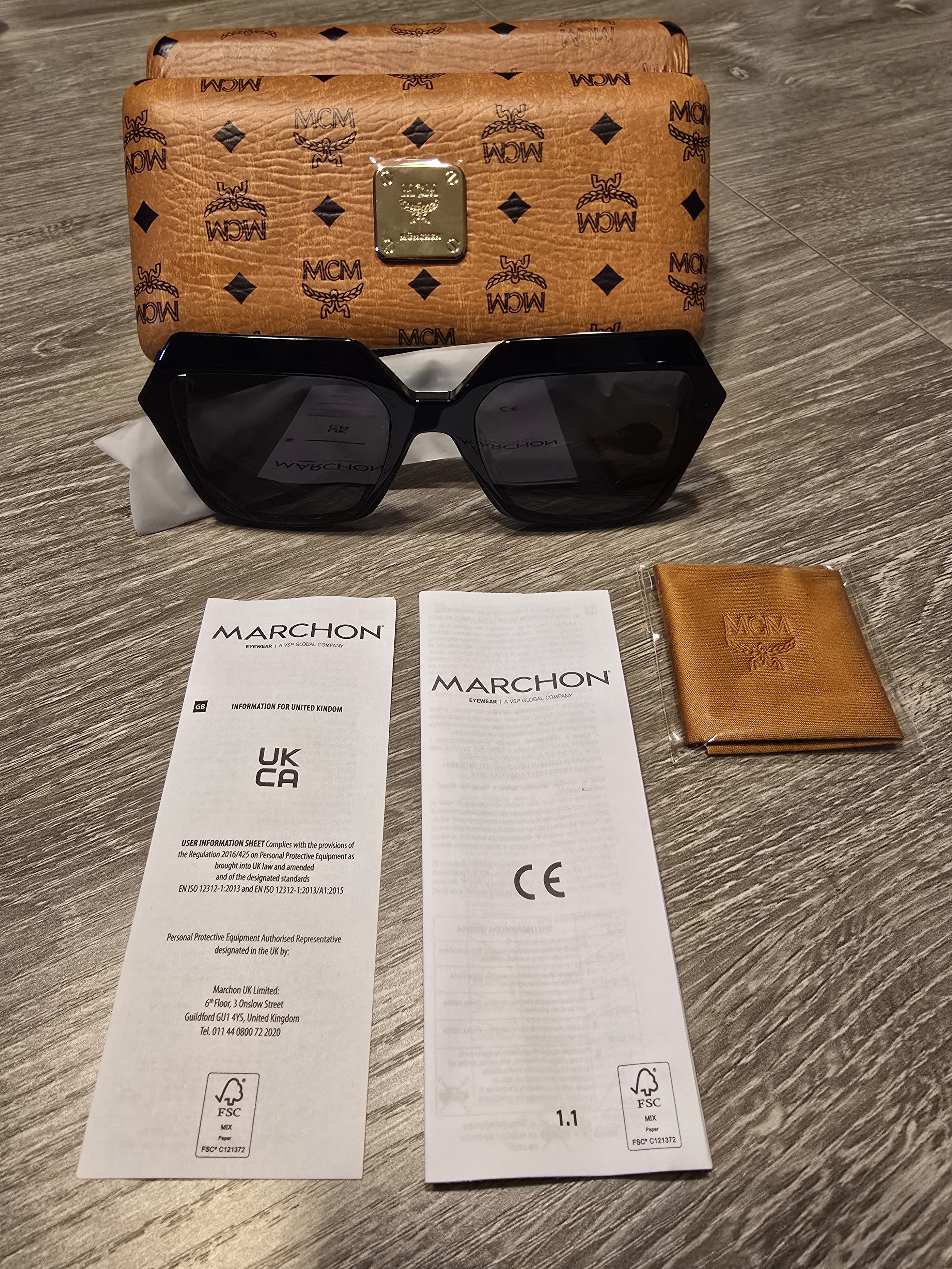 Mcm Geometric Sunglasses Black Oversized Made In Italy Nwot With Case